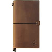 Los mejores  - Cuaderno de Cuero Con Bolsillos: Organizador de Diario de Viaje Recargable- Diario de Cuero Genuino Hecho a Mano con…